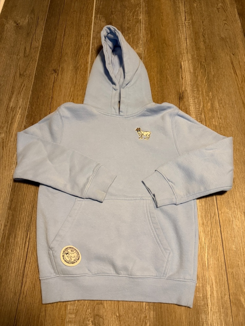 GOAT USA pullover hoodie features a embroidered goat logo patch on the chest